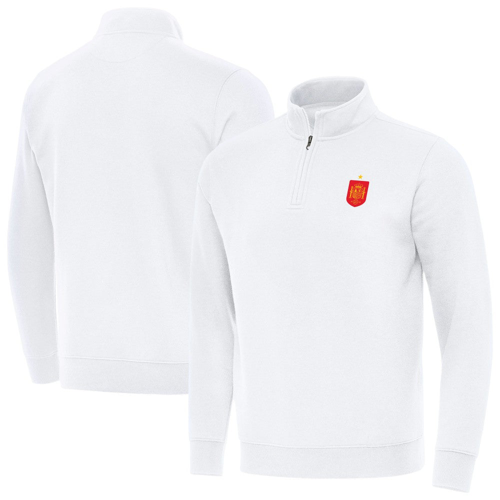 Spain National Team Antigua Landslide Quarter-Zip Pullover White - FIFA World CUP