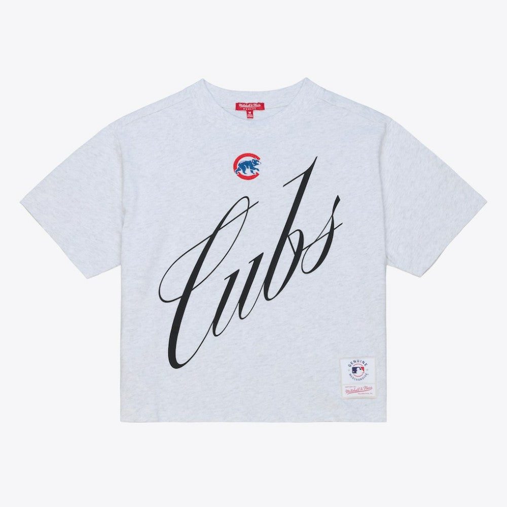 Chicago Cubs Mitchell & Ness Women's Script Cropped Boxy T-Shirt - MLB