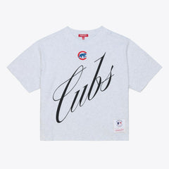Chicago Cubs Mitchell & Ness Women's Script Cropped Boxy T-Shirt - MLB