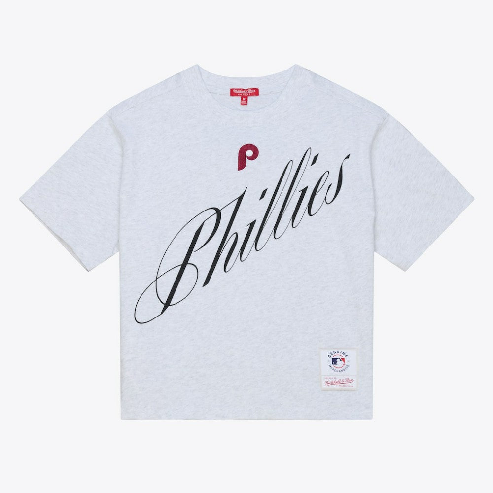 Philadelphia Phillies Mitchell & Ness Women's Script Cropped Boxy T-Shirt - MLB