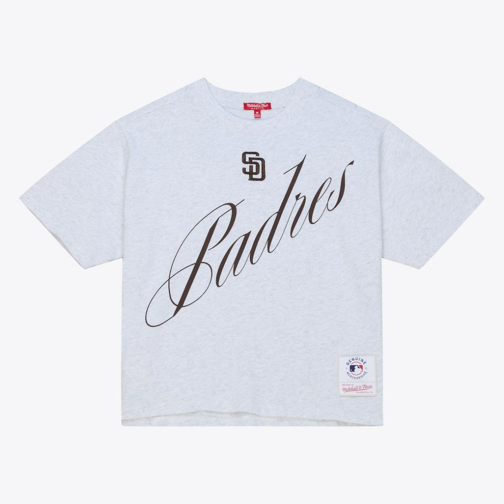 San Diego Padres Mitchell & Ness Women's Script Cropped Boxy T-Shirt - MLB