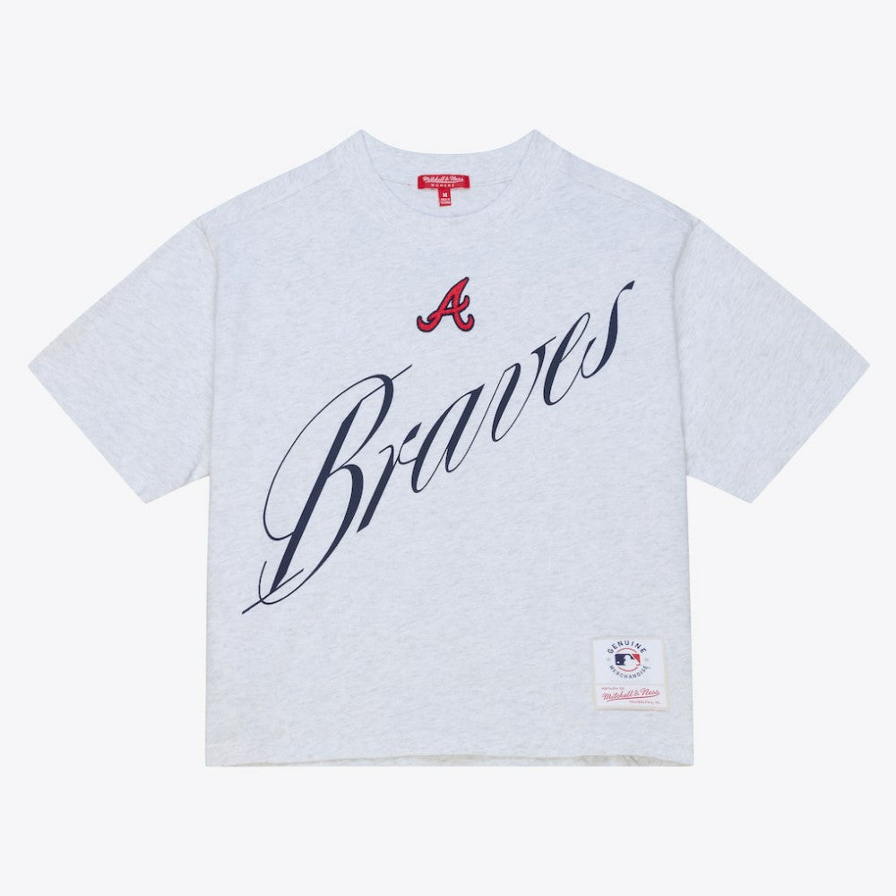 Atlanta Braves Mitchell & Ness Women's Script Cropped Boxy T-Shirt - MLB