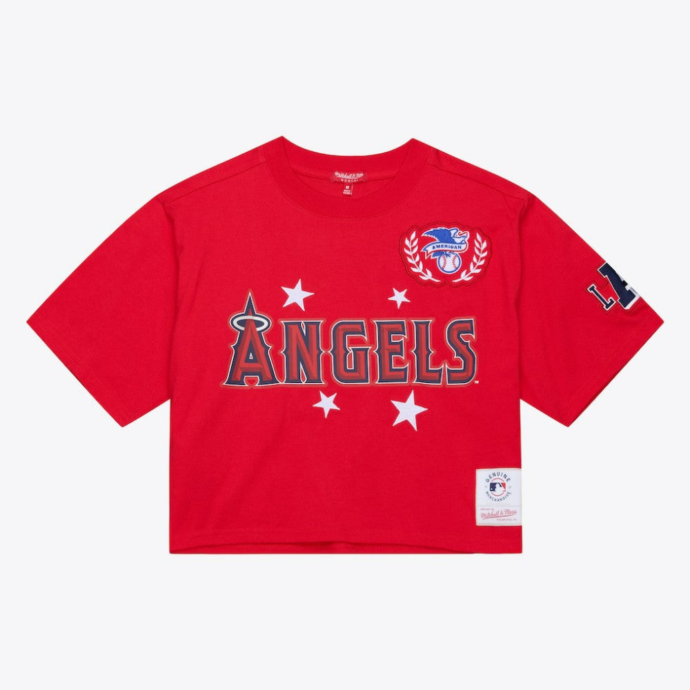 Los Angeles Angels Mitchell & Ness Women's Pep Rally Cropped Boxy T-Shirt - MLB