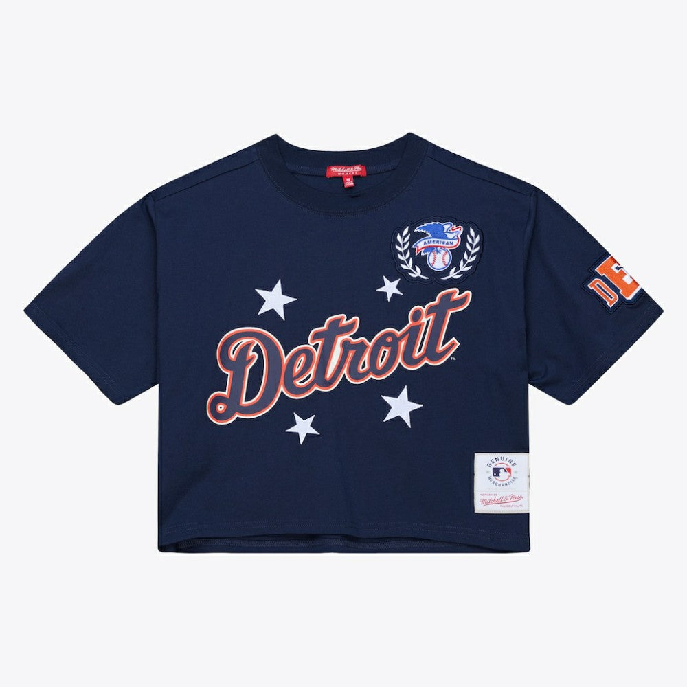 Detroit Tigers Mitchell & Ness Women's Pep Rally Cropped Boxy T-Shirt - MLB