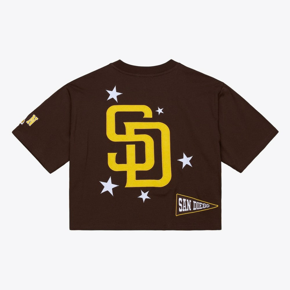 San Diego Padres Mitchell & Ness Women's Pep Rally Cropped Boxy T-Shirt - MLB