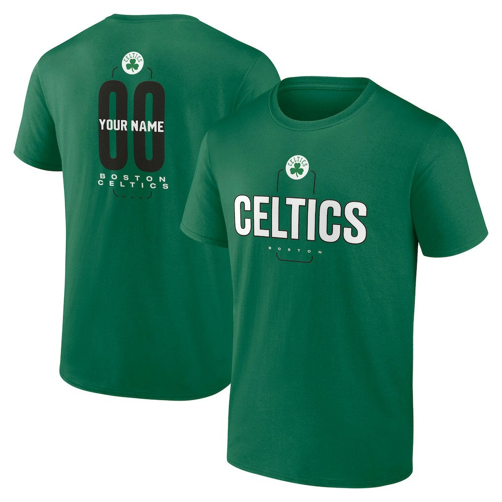 Boston Celtics Center Court Name & Number Custom T-Shirt Kelly Green - NBA