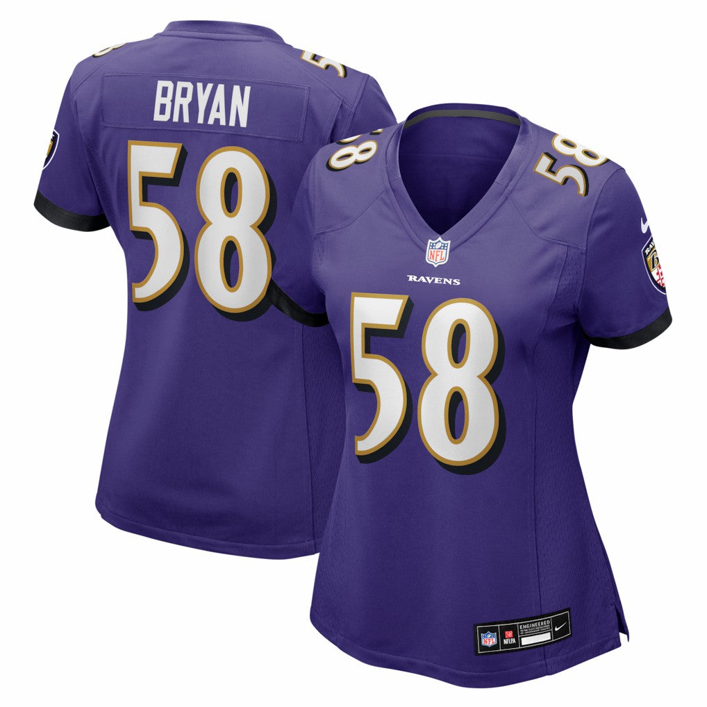 Taven Bryan Baltimore Ravens Women's Team Game Jersey Purple | Nike for Sale