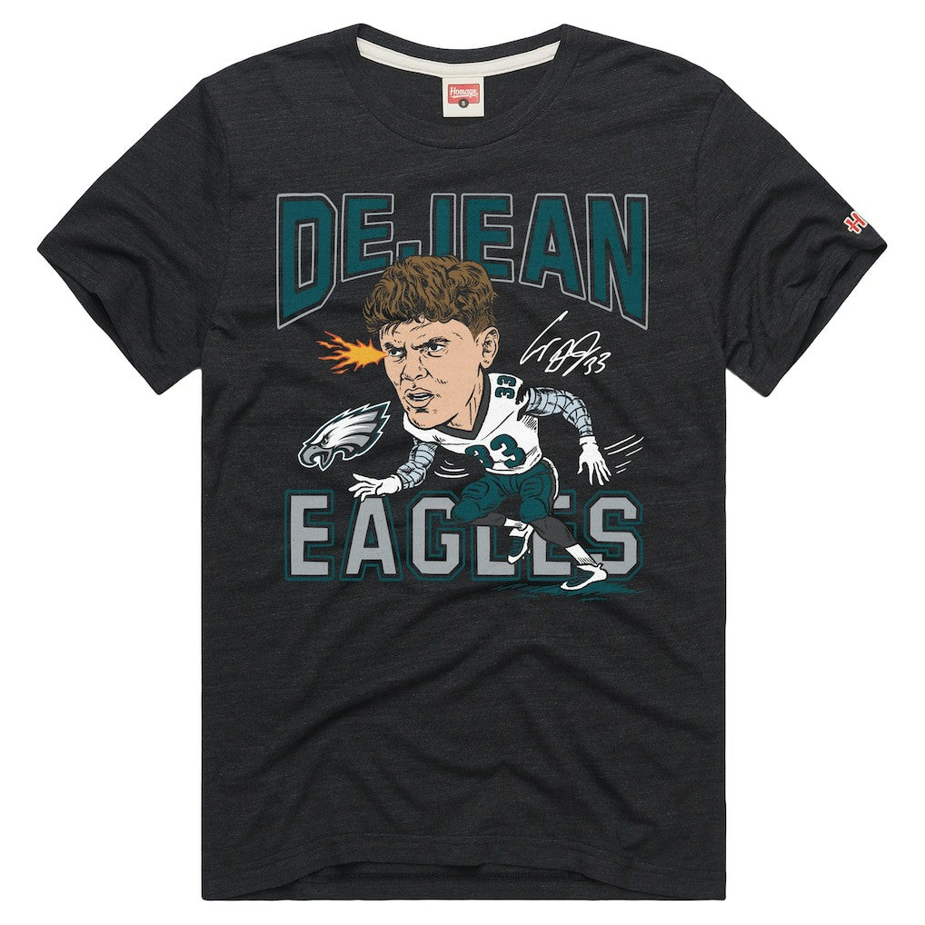 Cooper DeJean Philadelphia Eagles Homage Unisex Caricature Player Graphic Tri-Blend T-Shirt Charcoal | NFL