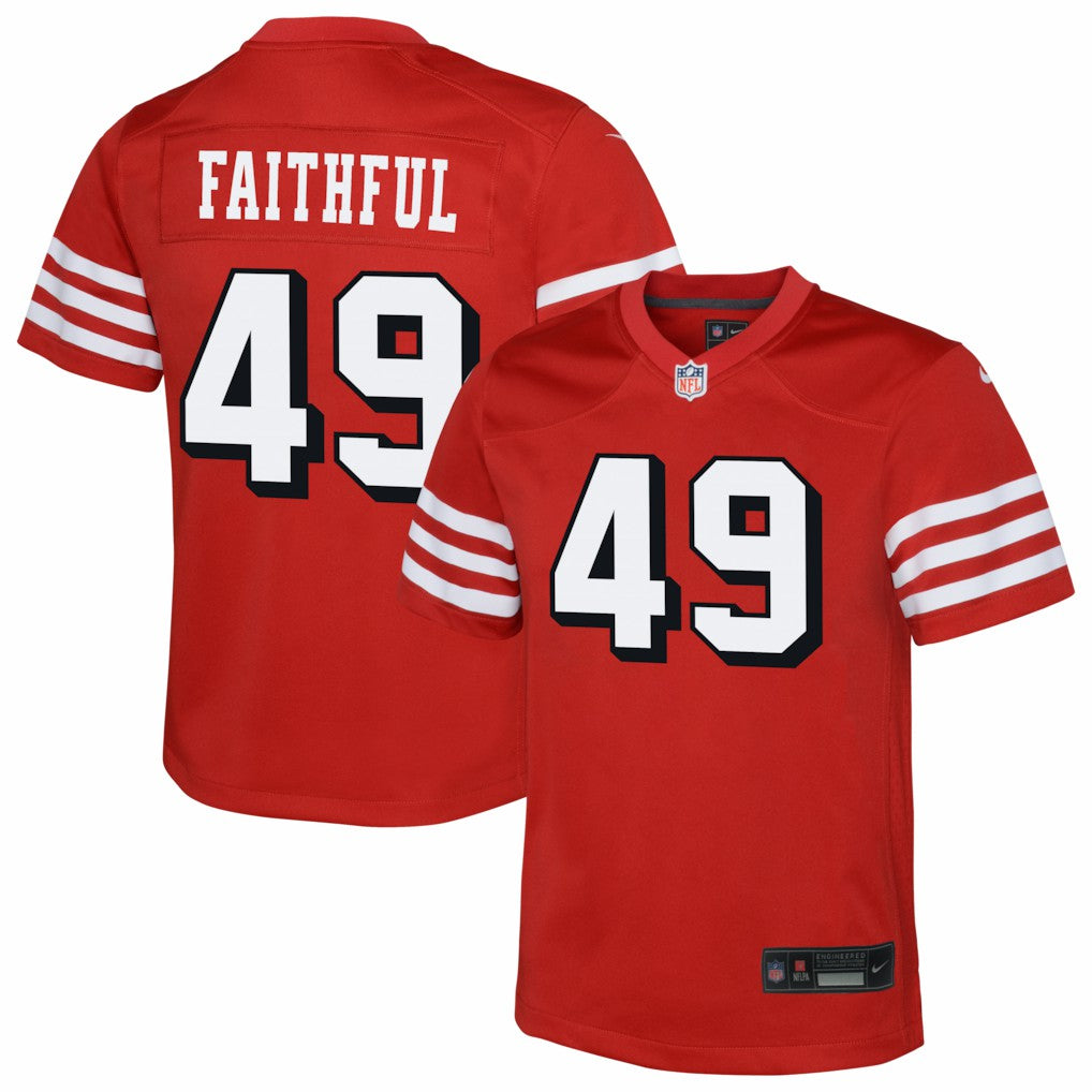The Faithful San Francisco 49ers Youth Alternate 2 Game Jersey Scarlet | Nike for Sale
