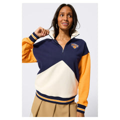 New York Knicks Terez Unisex Colorblock Quarter-Zip Pullover Navy/White - NBA