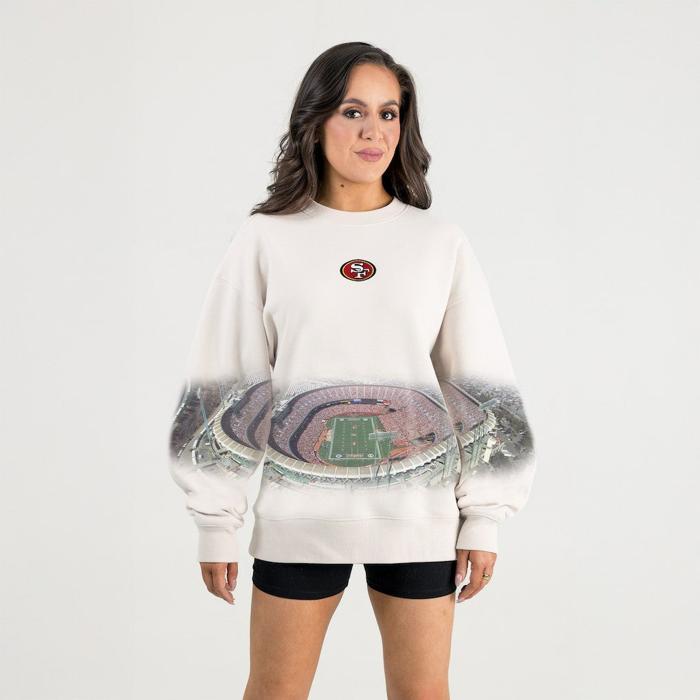 San Francisco 49ers Gameday Couture Women's Power Move Stadium Premium Drop Shoulder Sweatshirt Natural | NFL