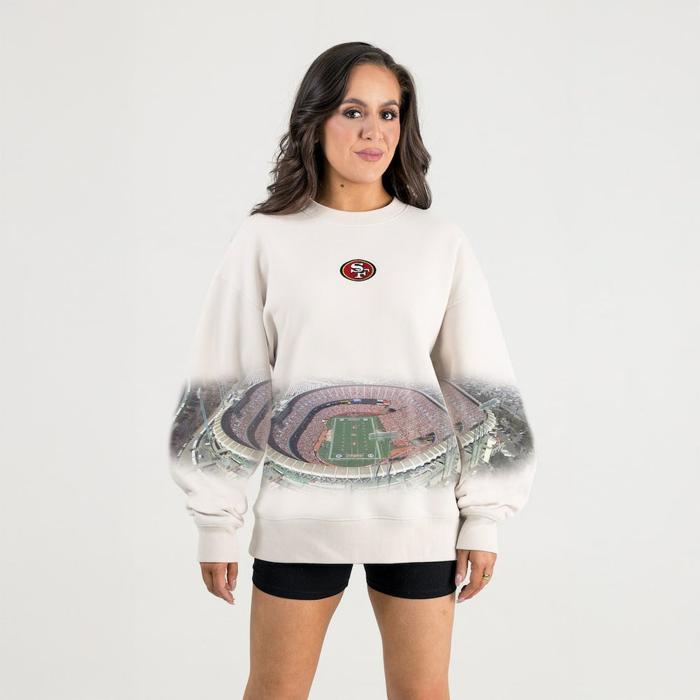 San Francisco 49ers Gameday Couture Women's Power Move Stadium Premium Drop Shoulder Sweatshirt Natural | NFL