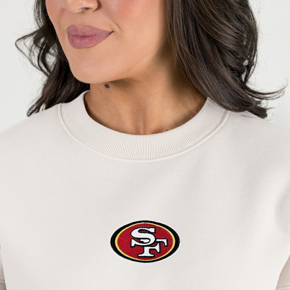 San Francisco 49ers Gameday Couture Women's Power Move Stadium Premium Drop Shoulder Sweatshirt Natural | NFL