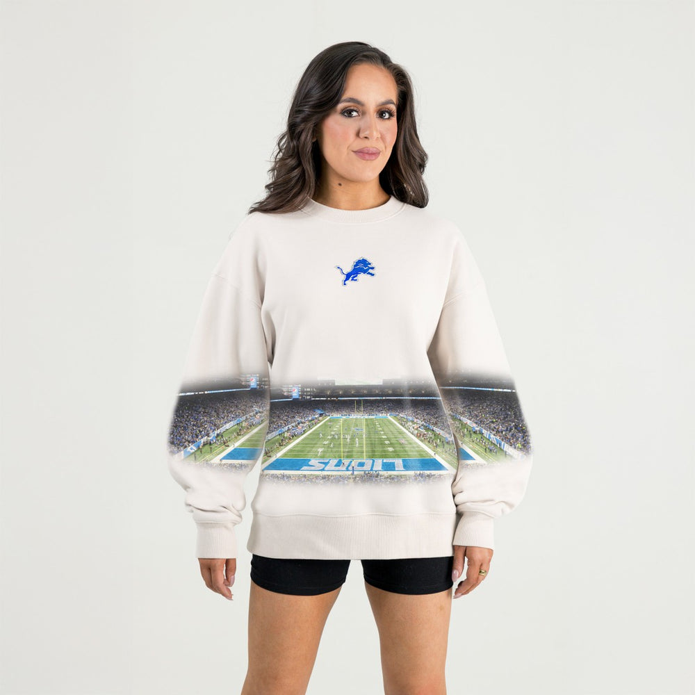 Detroit Lions Gameday Couture Women's Power Move Stadium Premium Drop Shoulder Sweatshirt Natural | NFL