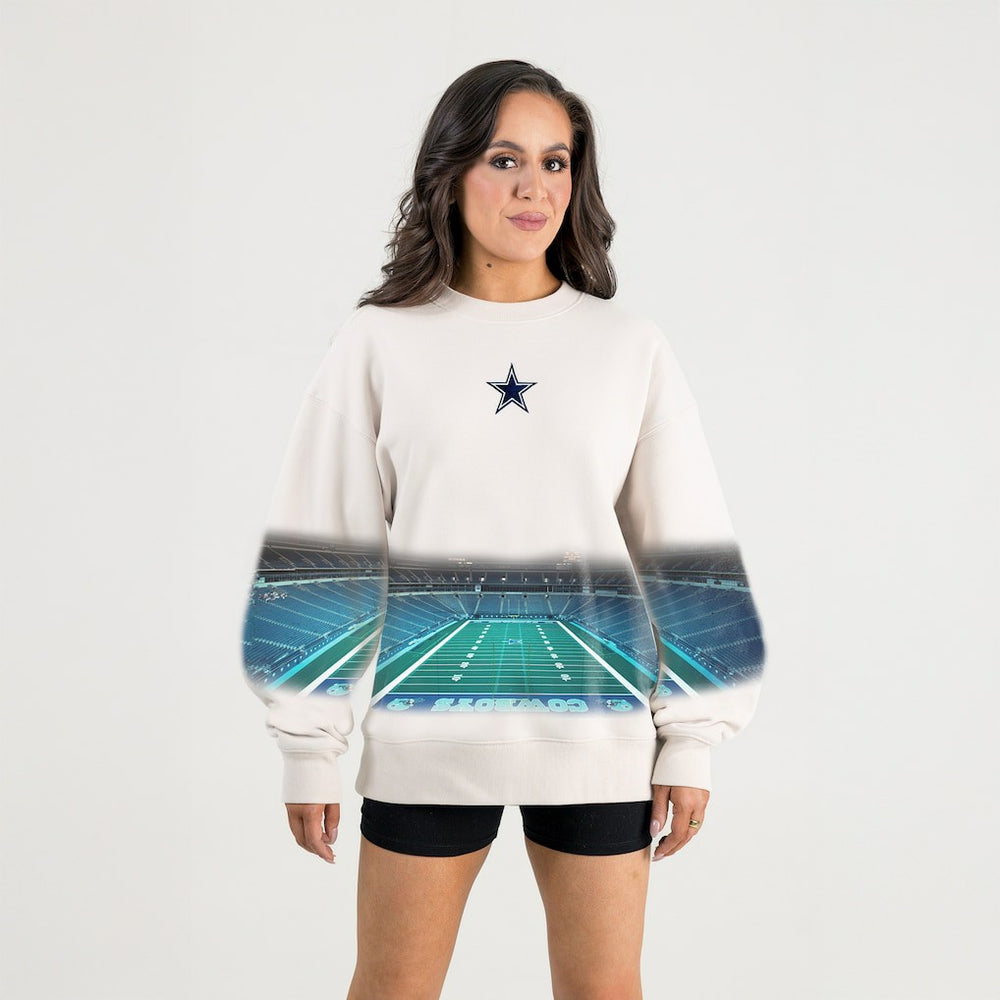 Dallas Cowboys Gameday Couture Women's Power Move Stadium Premium Drop Shoulder Sweatshirt Natural | NFL