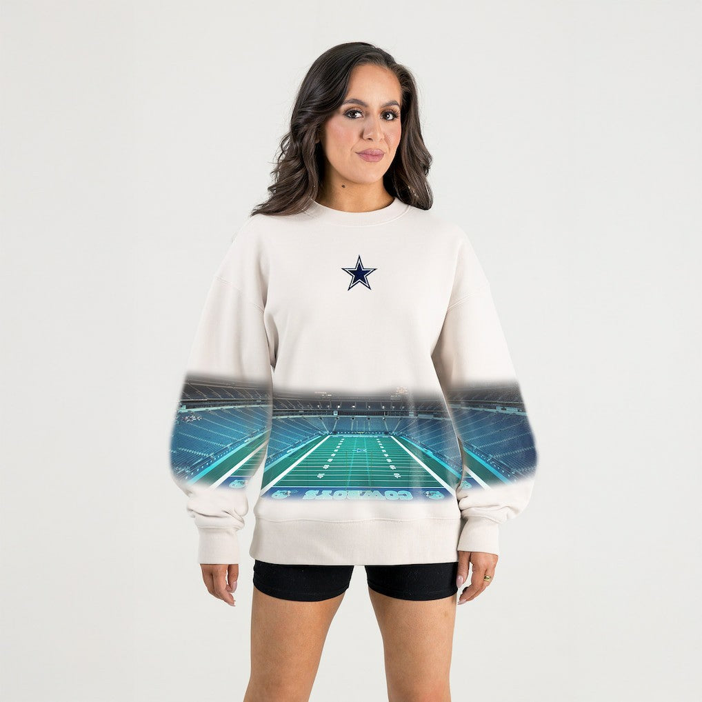 Dallas Cowboys Gameday Couture Women's Power Move Stadium Premium Drop Shoulder Sweatshirt Natural | NFL