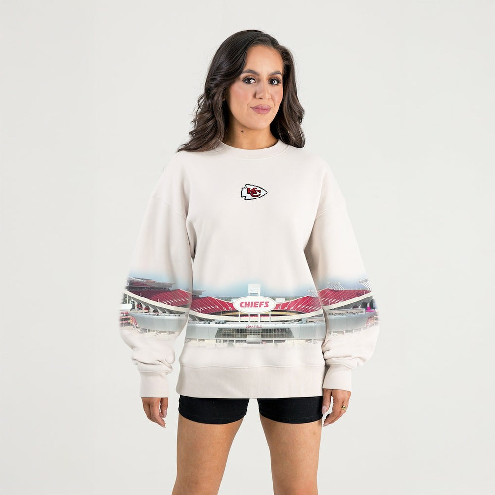 Kansas City Chiefs Gameday Couture Women's Power Move Stadium Premium Drop Shoulder Sweatshirt Natural | NFL