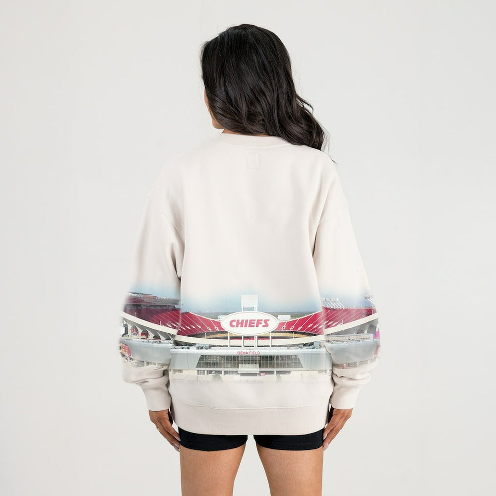 Kansas City Chiefs Gameday Couture Women's Power Move Stadium Premium Drop Shoulder Sweatshirt Natural | NFL