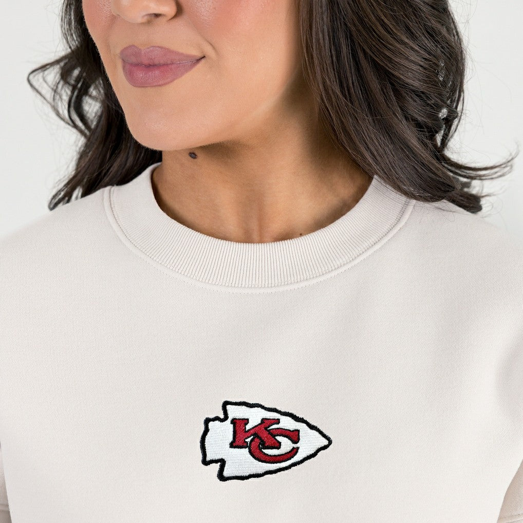 Kansas City Chiefs Gameday Couture Women's Power Move Stadium Premium Drop Shoulder Sweatshirt Natural | NFL