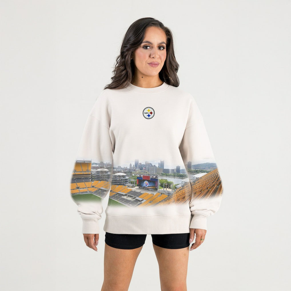 Pittsburgh Steelers Gameday Couture Women's Power Move Stadium Premium Drop Shoulder Sweatshirt Natural | NFL