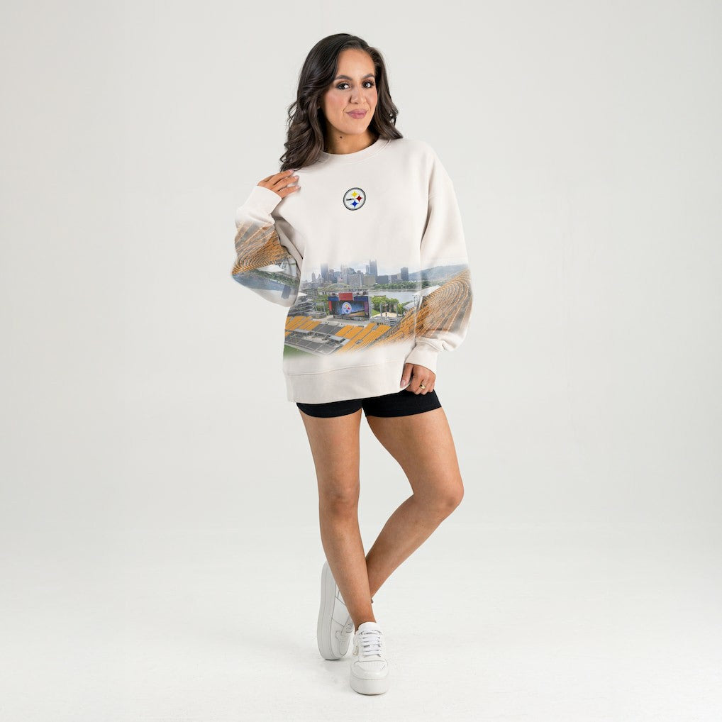 Pittsburgh Steelers Gameday Couture Women's Power Move Stadium Premium Drop Shoulder Sweatshirt Natural | NFL