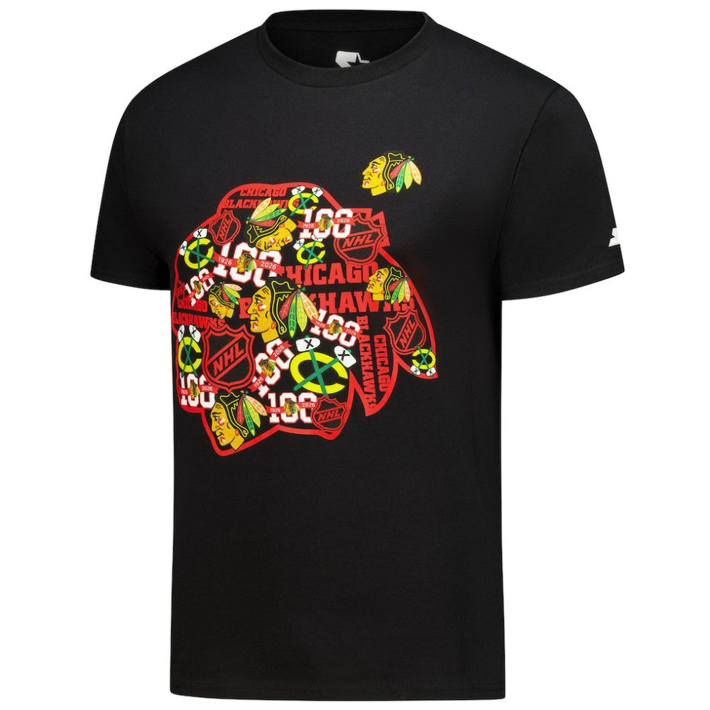 Chicago Blackhawks Starter Logo Collage T-Shirt - Black - NHL