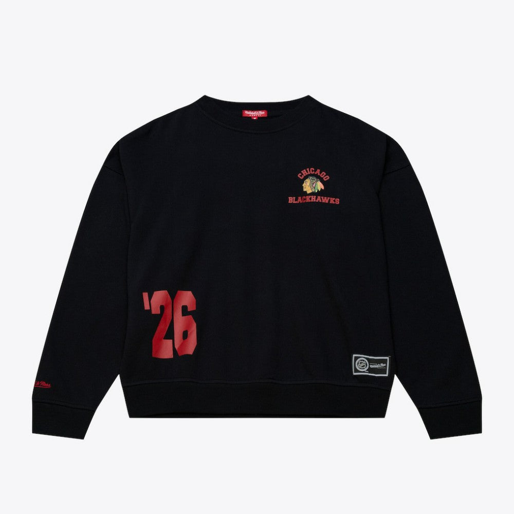 Chicago Blackhawks Mitchell & Ness Women's Crewneck Sweatshirt - Black - NHL