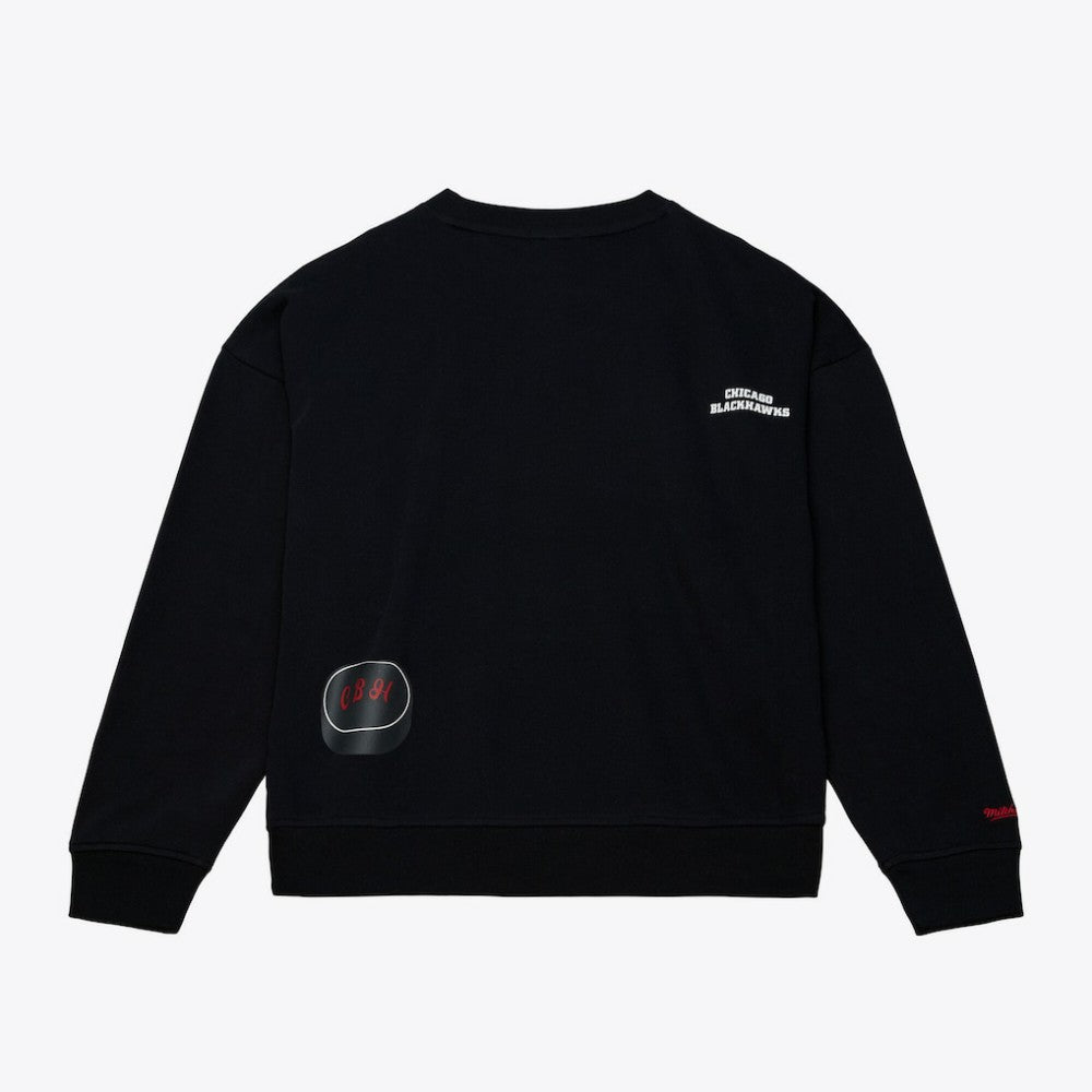 Chicago Blackhawks Mitchell & Ness Women's Crewneck Sweatshirt - Black - NHL