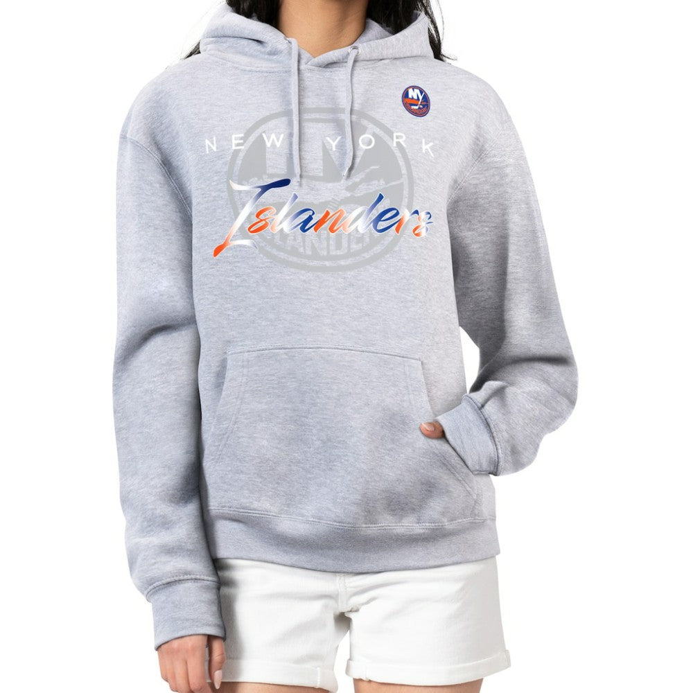 New York Islanders G-III 4Her by Carl Banks Women's Shadow Logo Fleece Hoodie - Gray - NHL