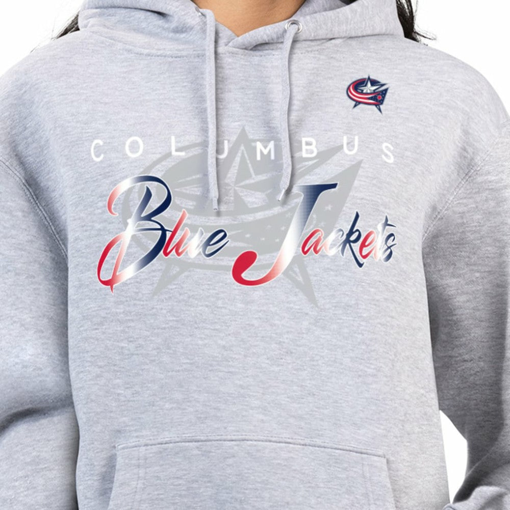 Columbus Blue Jackets G-III 4Her by Carl Banks Women's Shadow Logo Fleece Hoodie - Gray - NHL