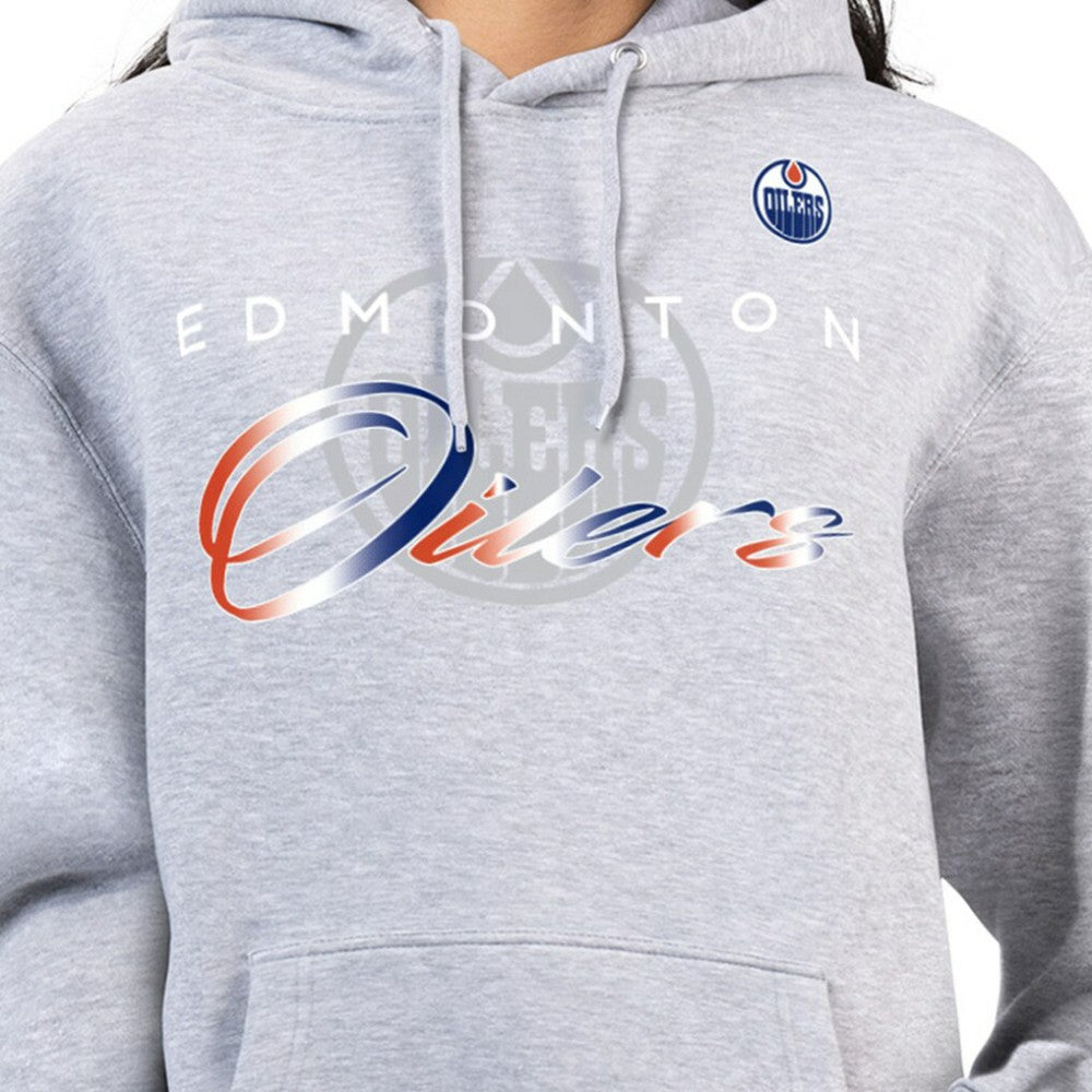 Edmonton Oilers G-III 4Her by Carl Banks Women's Shadow Logo Fleece Hoodie - Gray - NHL