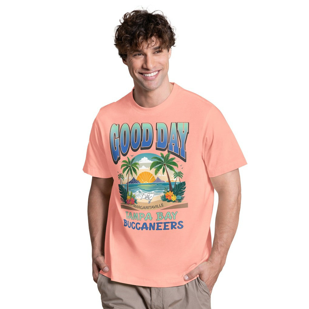 Tampa Bay Buccaneers Margaritaville Good Day T-Shirt Coral | NFL