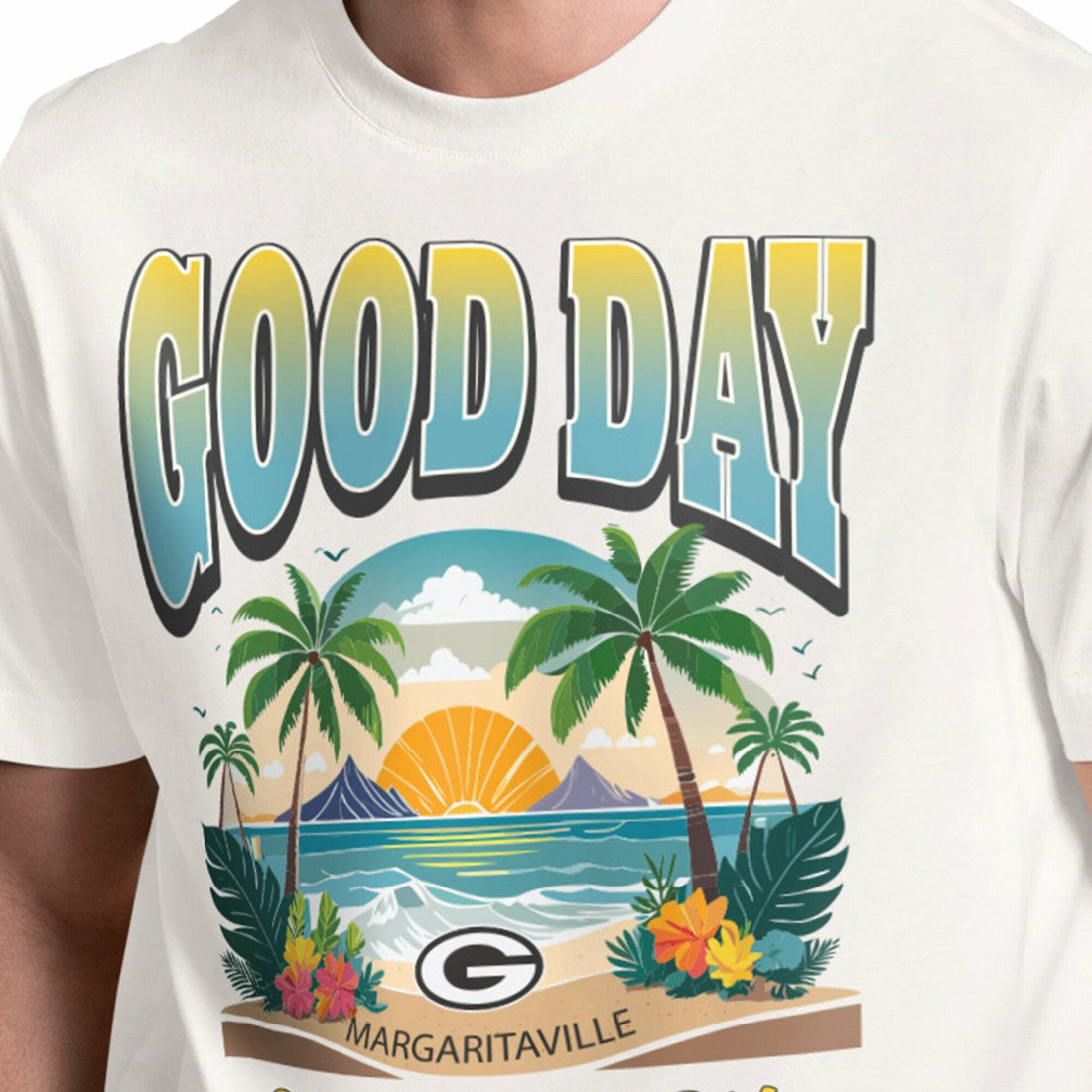 Green Bay Packers Margaritaville Good Day T-Shirt Cream | NFL