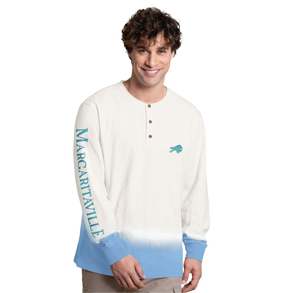 Buffalo Bills Margaritaville Island Reserve Long Sleeve Slub Henley Shirt White/Light Blue | NFL