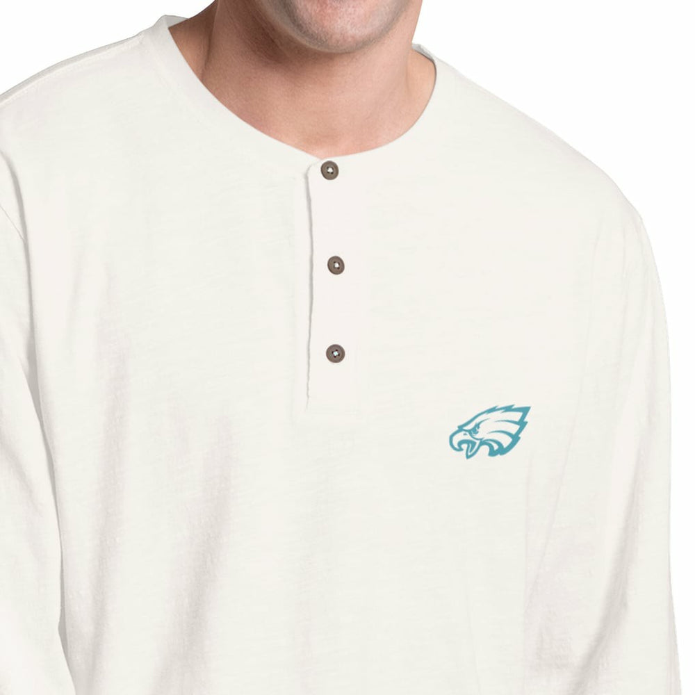 Philadelphia Eagles Margaritaville Island Reserve Long Sleeve Slub Henley Shirt White/Light Blue | NFL