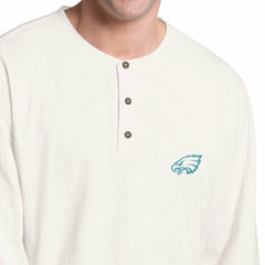 Philadelphia Eagles Margaritaville Island Reserve Long Sleeve Slub Henley Shirt White/Light Blue | NFL