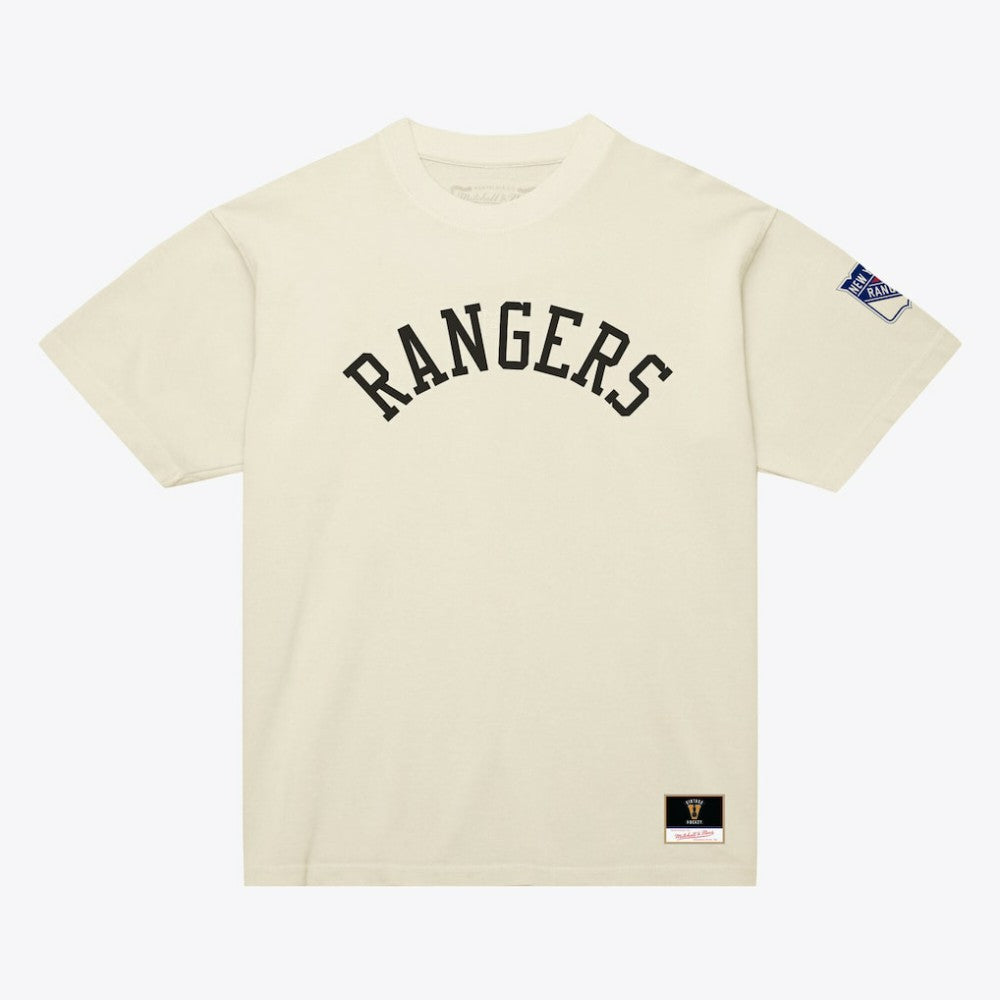 New York Rangers Mitchell & Ness Unisex Arched Team T-Shirt - Cream - NHL