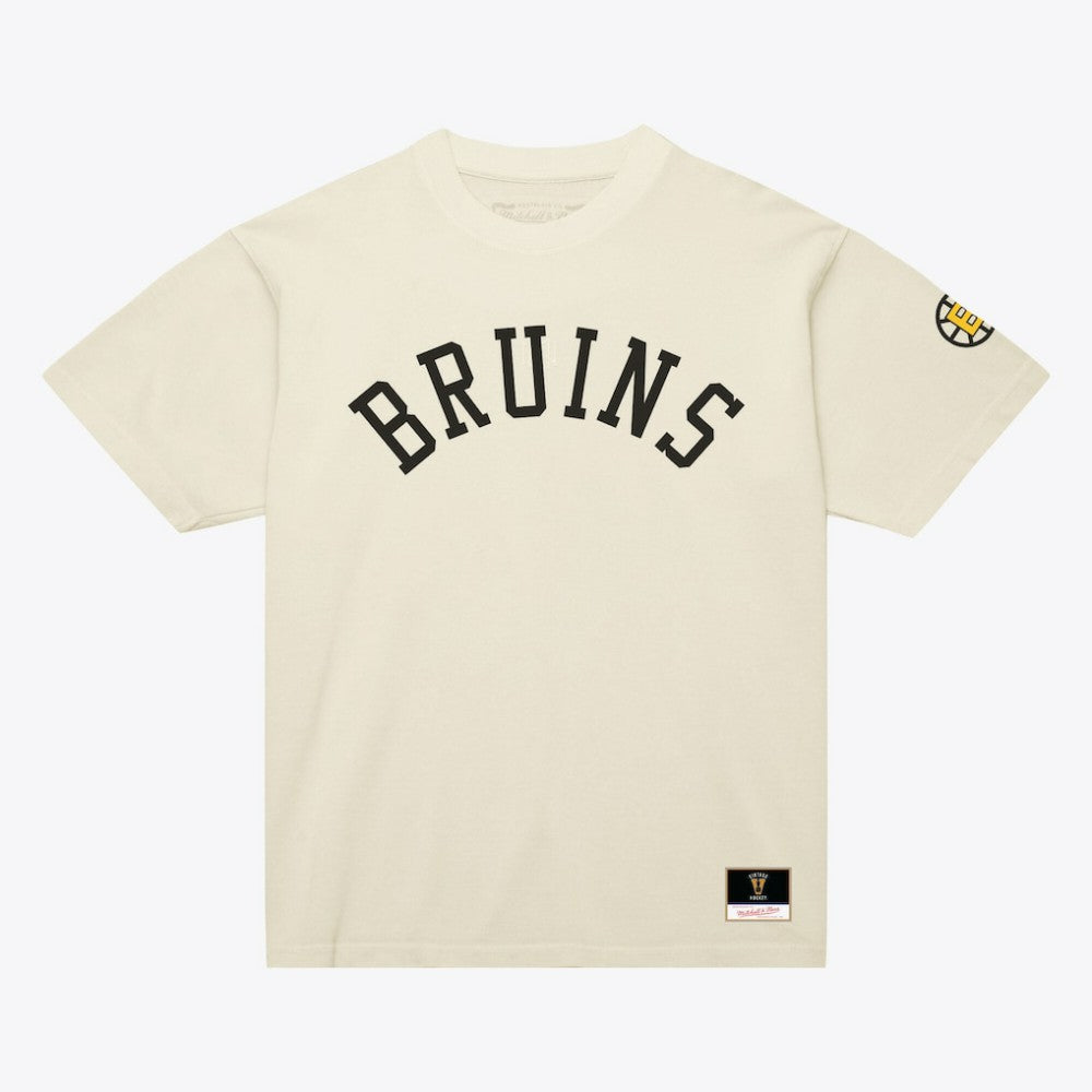 Boston Bruins Mitchell & Ness Unisex Arched Team T-Shirt - Cream - NHL