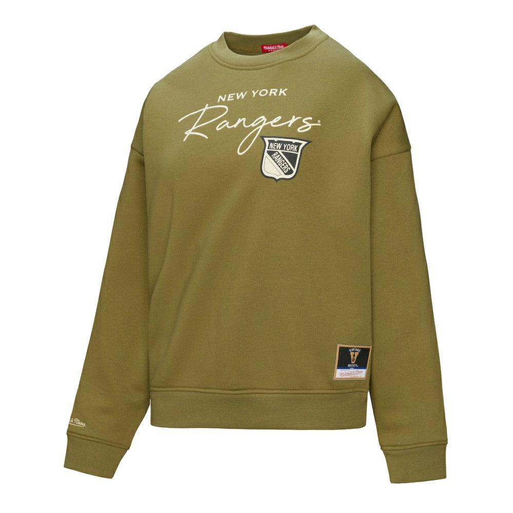 New York Rangers Mitchell & Ness Women's Fleece Sweatshirt - Hunter Green - NHL