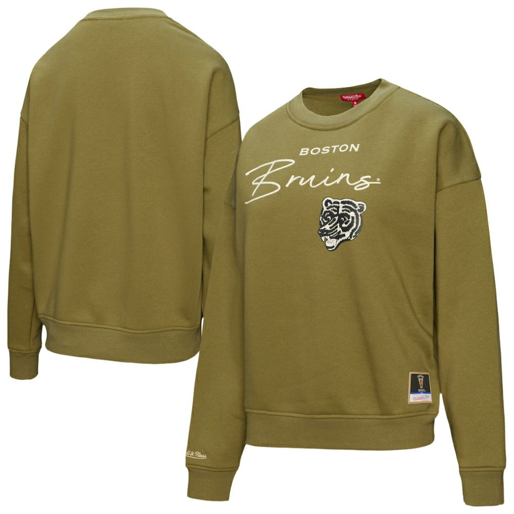 Boston Bruins Mitchell & Ness Women's Fleece Sweatshirt - Hunter Green - NHL