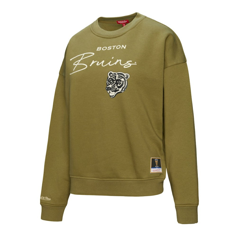 Boston Bruins Mitchell & Ness Women's Fleece Sweatshirt - Hunter Green - NHL