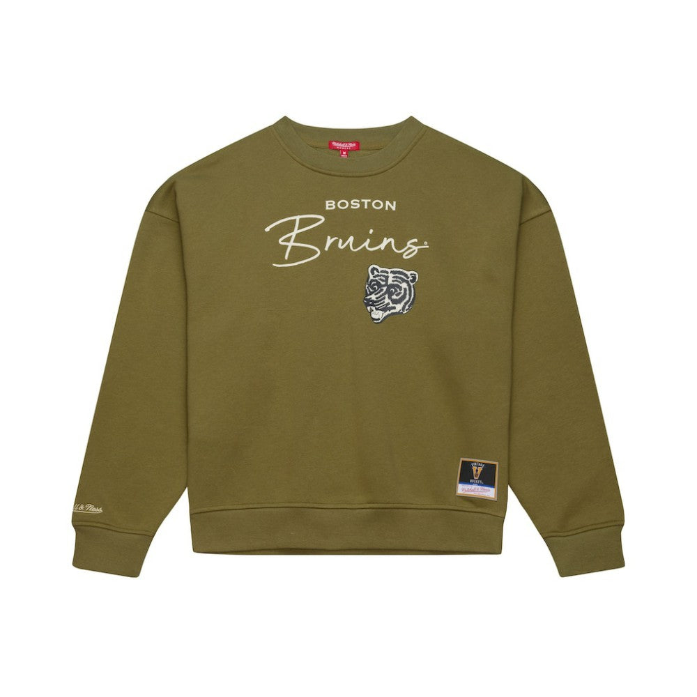 Boston Bruins Mitchell & Ness Women's Fleece Sweatshirt - Hunter Green - NHL