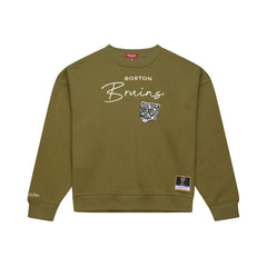 Boston Bruins Mitchell & Ness Women's Fleece Sweatshirt - Hunter Green - NHL
