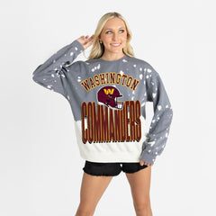 Washington Commanders Gameday Couture Women's Arch Rivals Faded Wash Sweatshirt Gray | NFL