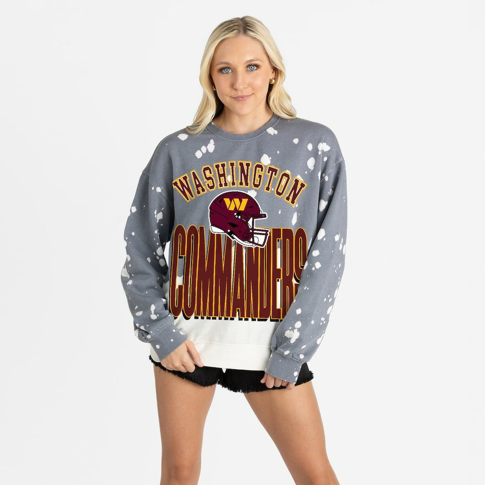 Washington Commanders Gameday Couture Women's Arch Rivals Faded Wash Sweatshirt Gray | NFL