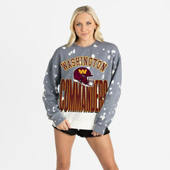 Washington Commanders Gameday Couture Women's Arch Rivals Faded Wash Sweatshirt Gray | NFL