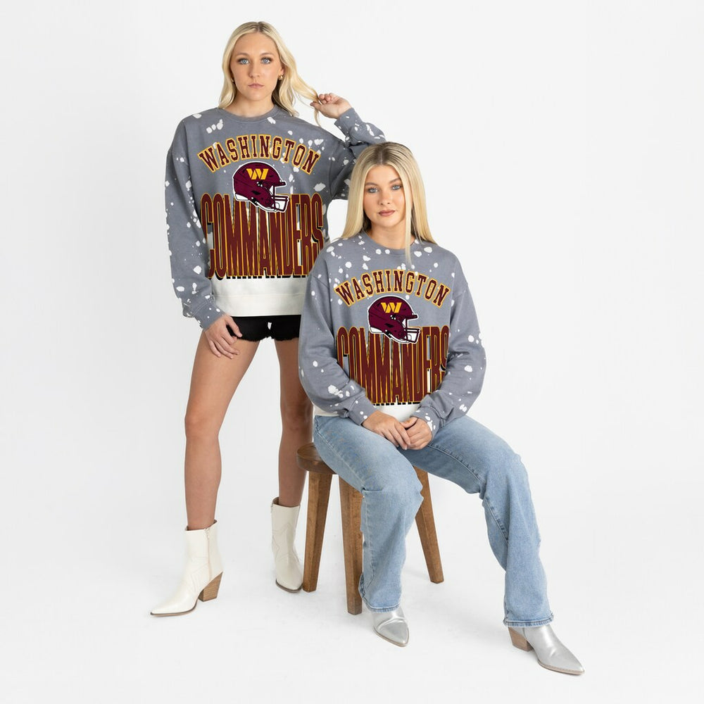 Washington Commanders Gameday Couture Women's Arch Rivals Faded Wash Sweatshirt Gray | NFL