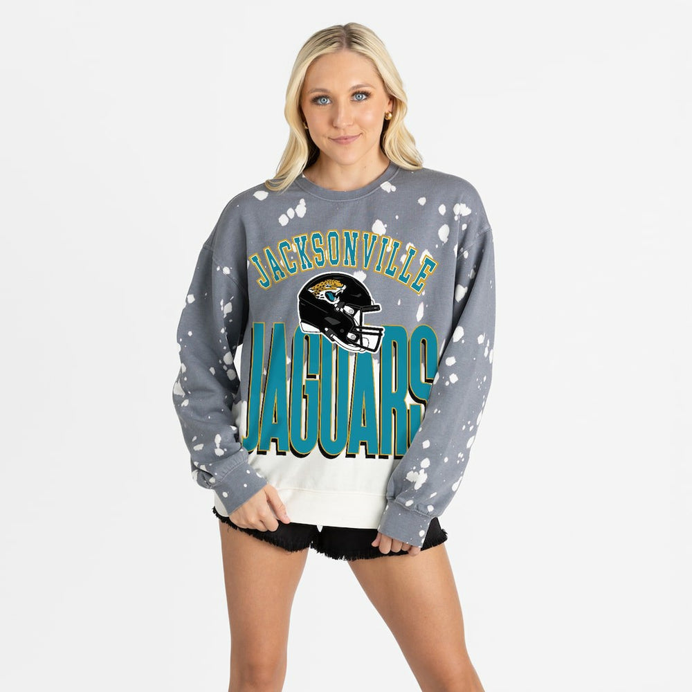 Jacksonville Jaguars Gameday Couture Women's Arch Rivals Faded Wash Sweatshirt Gray | NFL