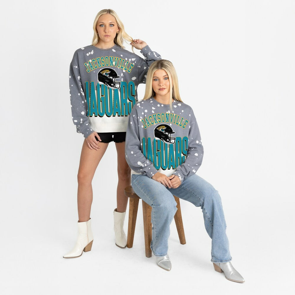 Jacksonville Jaguars Gameday Couture Women's Arch Rivals Faded Wash Sweatshirt Gray | NFL