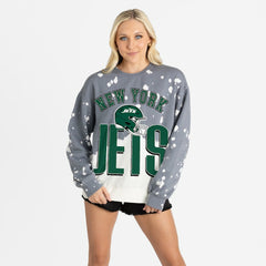 New York Jets Gameday Couture Women's Arch Rivals Faded Wash Sweatshirt Gray | NFL